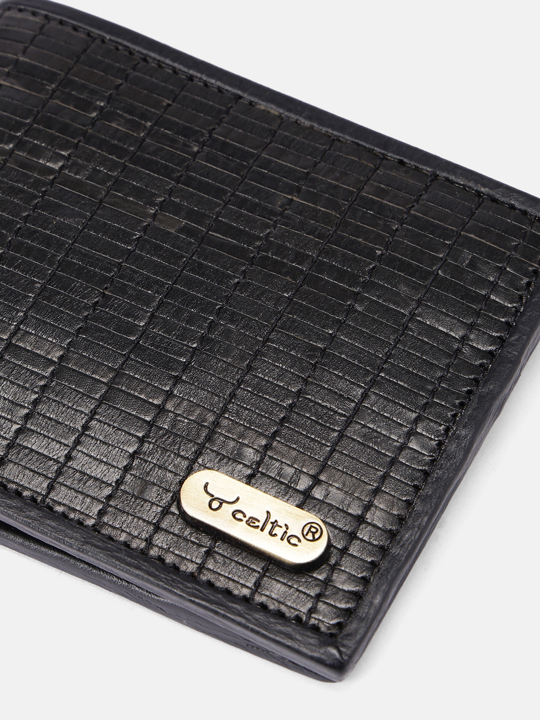 Celtic Genuine Leather Bi-Fold Wallet with Coin Pocket Black