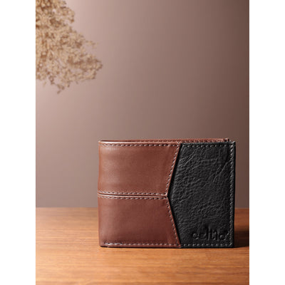 Premium Two-Tone Genuine Leather Mens Wallet | Slim Bifold Export Quality with Coin Pocket