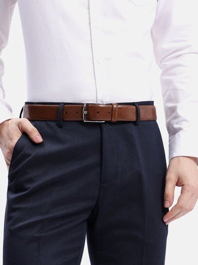 Unisex Genuine Leather Brown Waist Accessory Durable Metal Buckle Formal Casual Wear