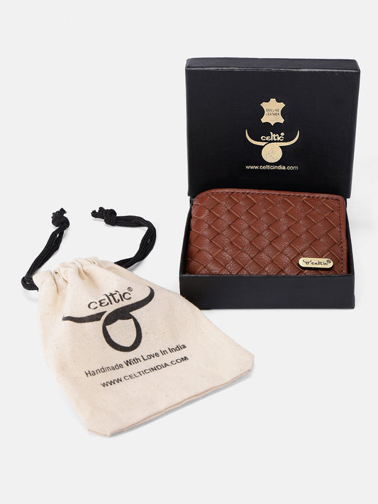 Premium Hand-Woven Leather Wallet with Coin Pocket & Multi-Card Storage by Celtic