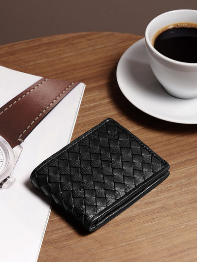 Premium Hand-Woven Leather Wallet with Coin Pocket & Multi-Card Storage by Celtic
