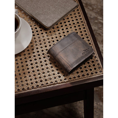 Genuine Vintage Brown Leather Bi-Fold Wallet with Coin Pocket