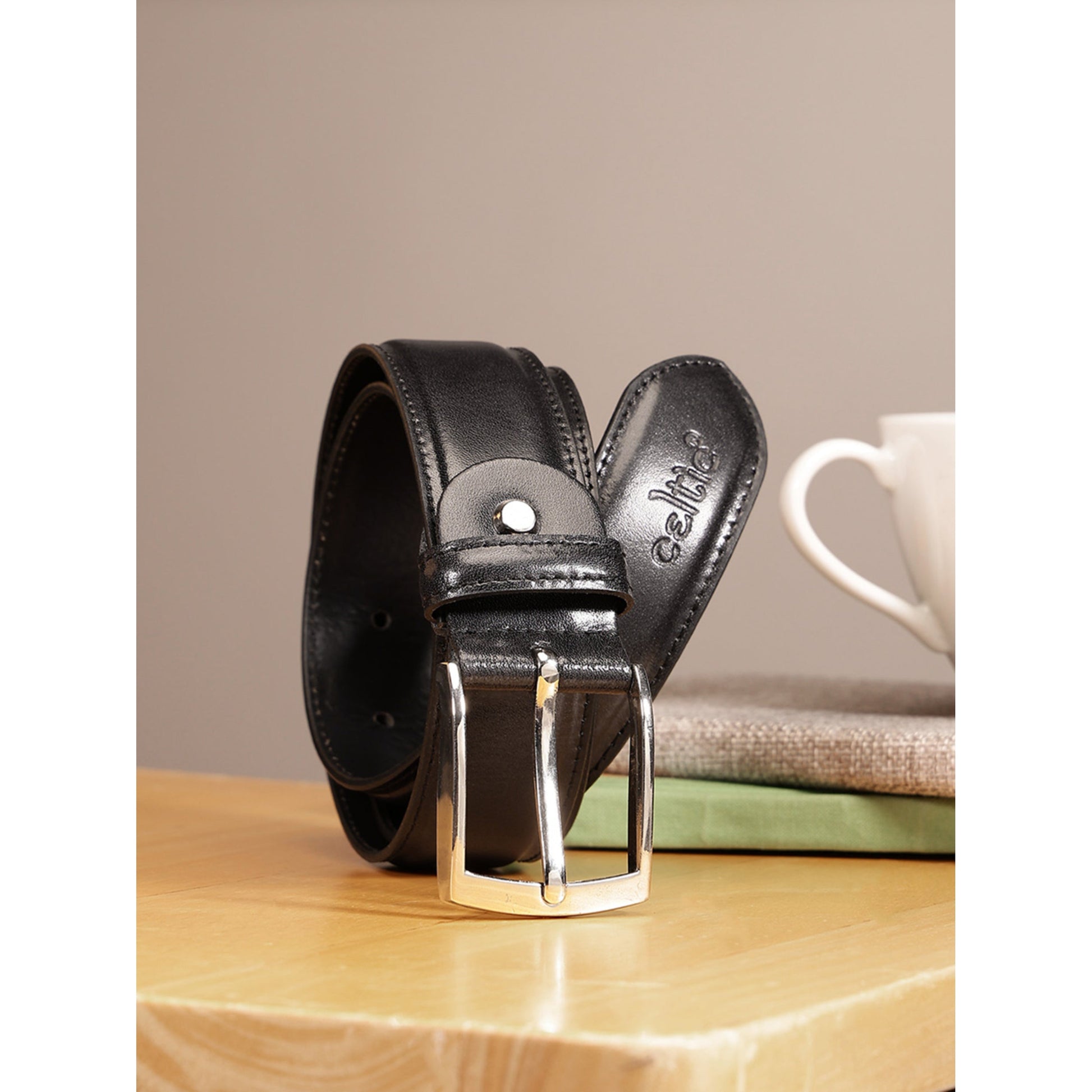 Unisex Genuine Leather Black Waist Accessory Durable Metal Buckle Formal Casual Wear