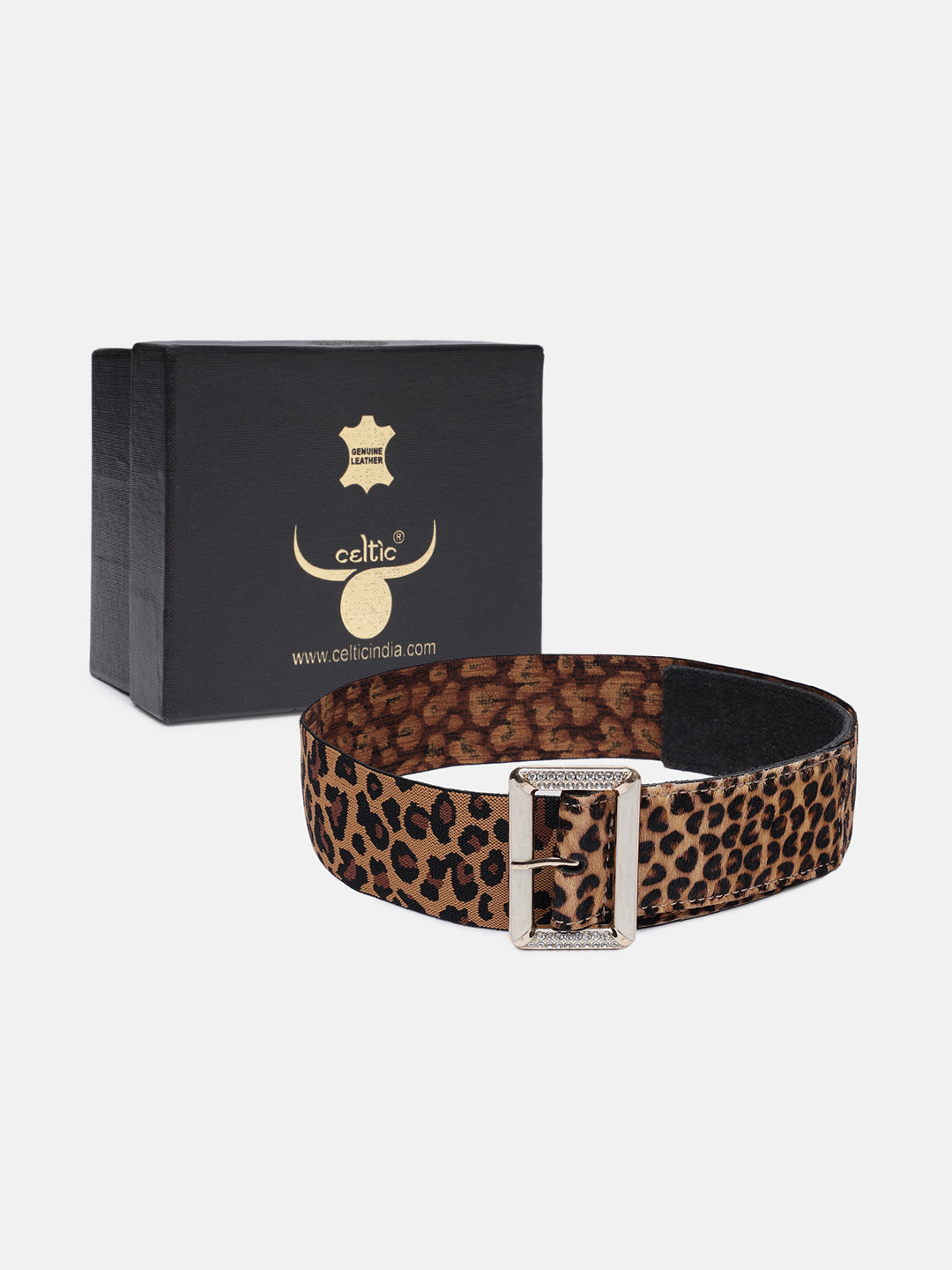 Premium Leopard Print Women’s Belt | Animal Print with Crystal Buckle