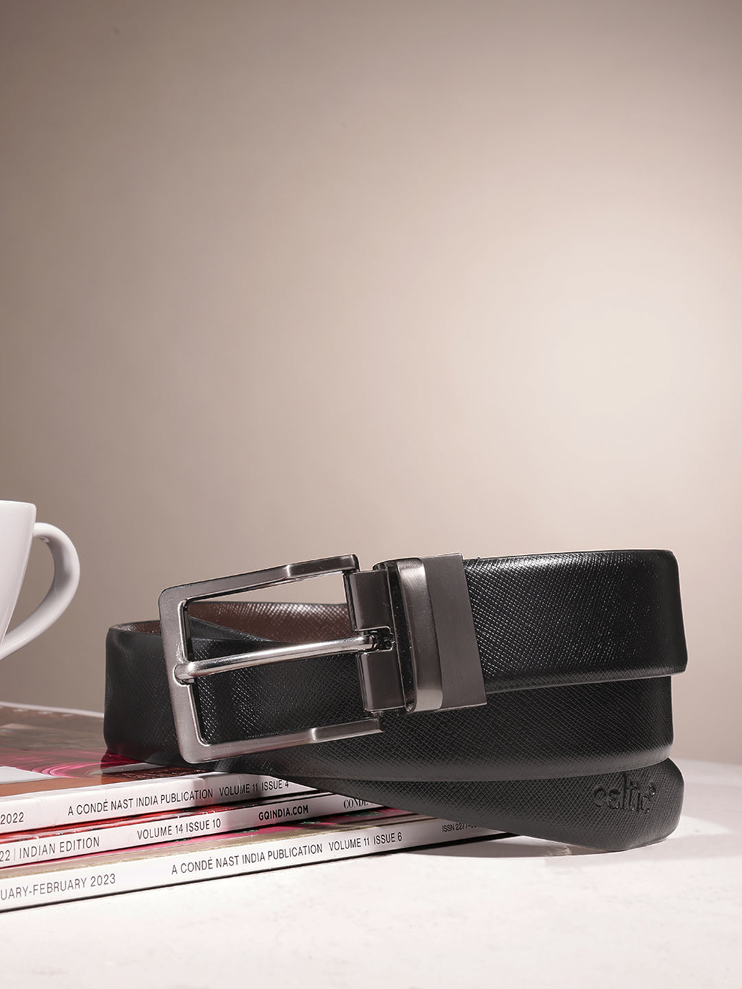 Unisex Reversible  Leather Belt Dual-Tone Brown Black Rotating Buckle Casual Formal
