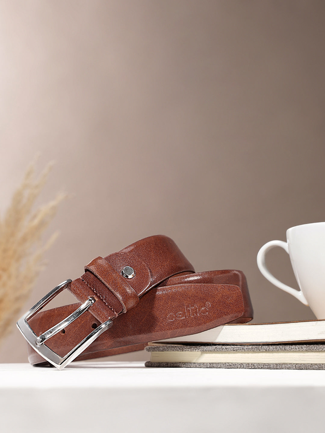Unisex Genuine Leather Brown Waist Accessory Durable Metal Buckle Formal Casual Wear