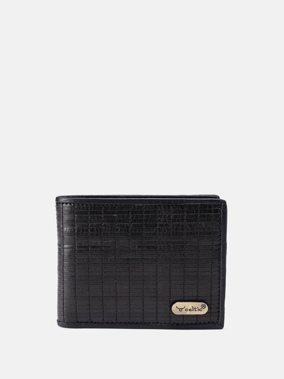 Celtic Genuine Leather Bi-Fold Wallet with Coin Pocket Black