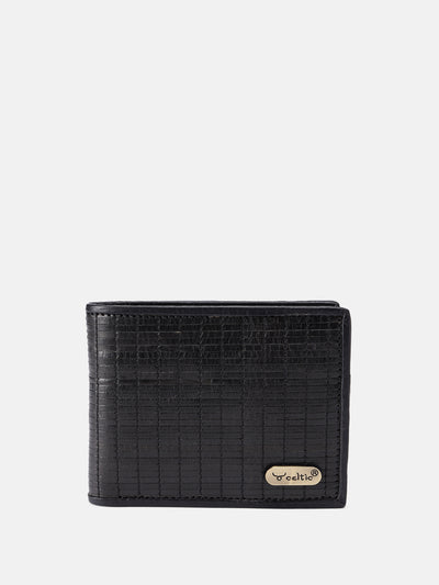 Celtic Genuine Leather Bi-Fold Wallet with Coin Pocket Black