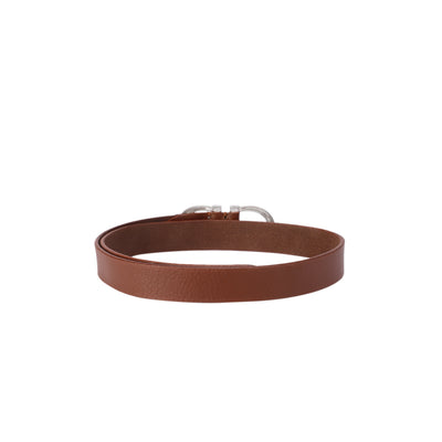 Women Premium Brown Leather Belt With Antique Brass Buckle For Casual Formal Wear