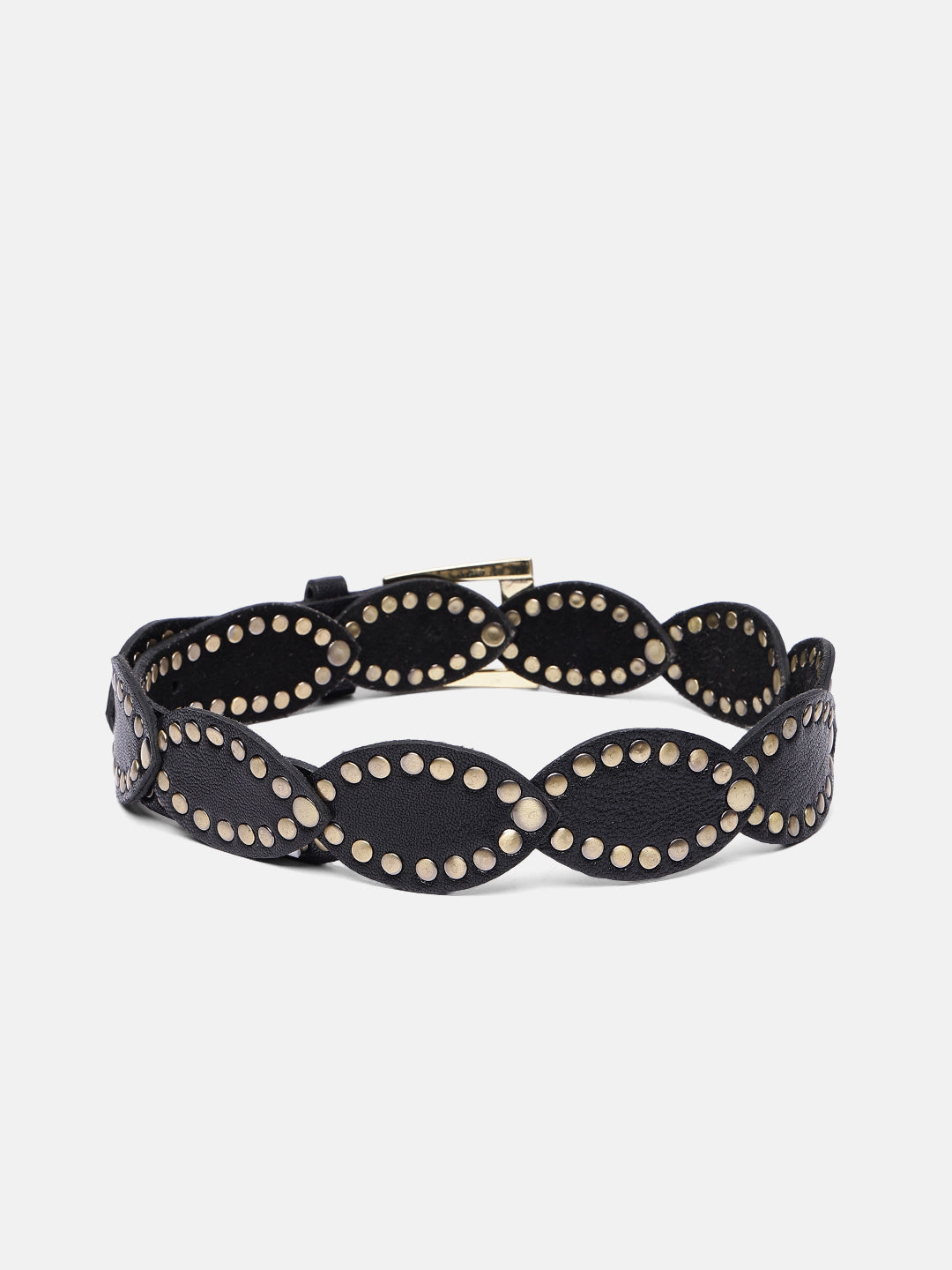 Premium Black Leather Studded Belt for Men & Women