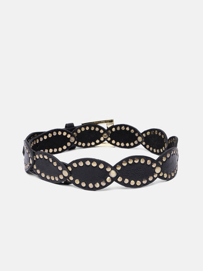 Premium Black Leather Studded Belt for Men & Women