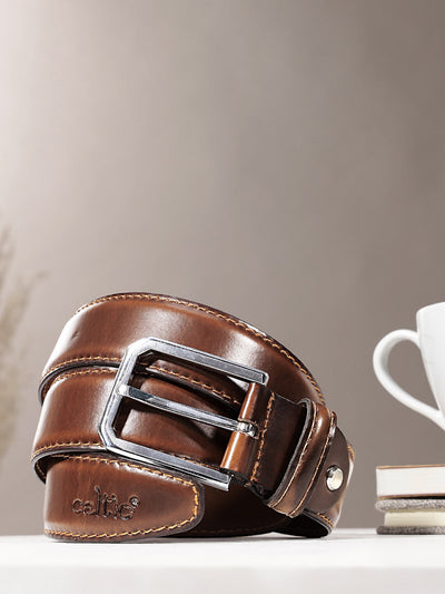 Unisex Classic Black Leather Formal Belt With Silver Buckle For Office Daily Wear