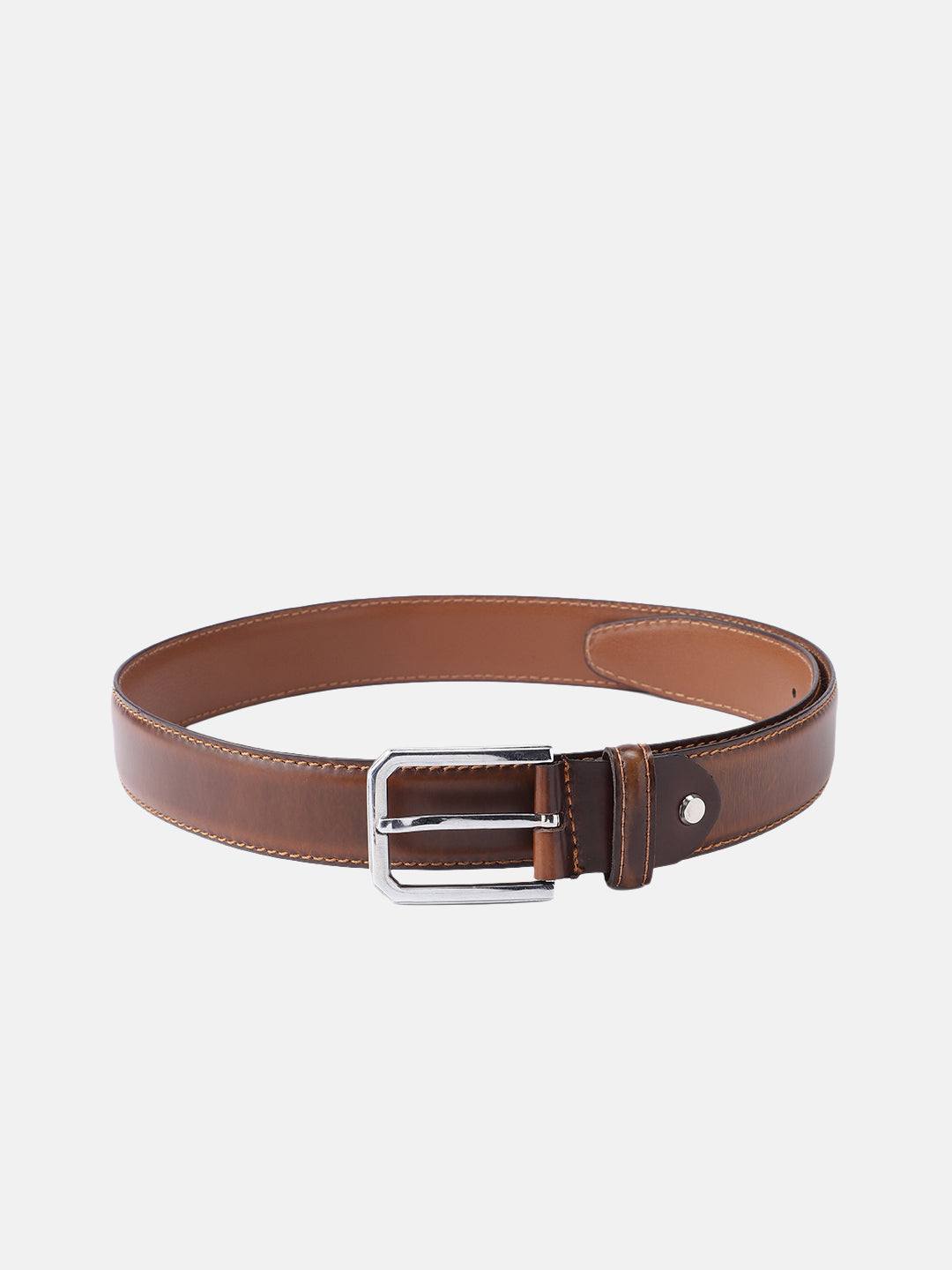 Unisex Classic Black Leather Formal Belt With Silver Buckle For Office Daily Wear