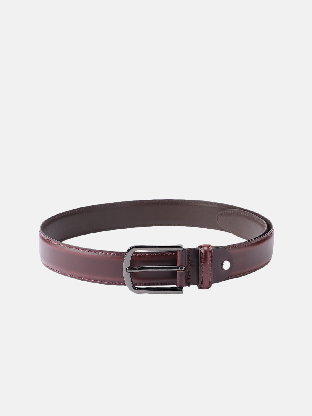 Unisex Classic Black Leather Formal Belt With Silver Buckle For Office Daily Wear