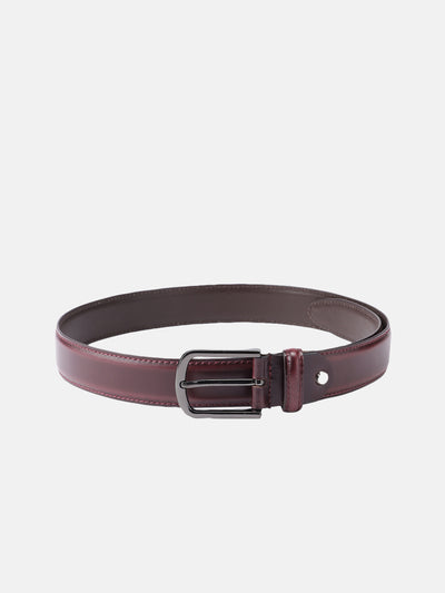 Unisex Classic Black Leather Formal Belt With Silver Buckle For Office Daily Wear