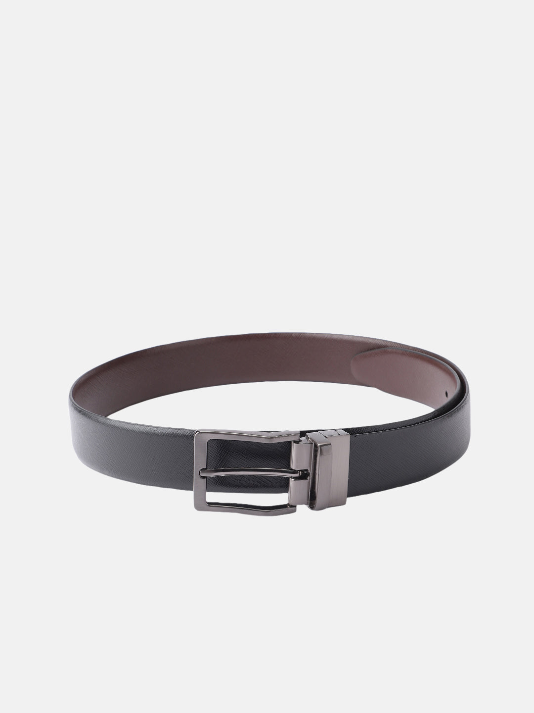Unisex Reversible  Leather Belt Dual-Tone Brown Black Rotating Buckle Casual Formal