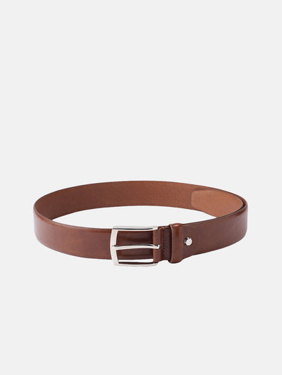 Unisex Genuine Leather Brown Waist Accessory Durable Metal Buckle Formal Casual Wear