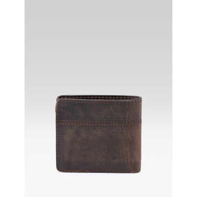 Genuine Vintage Brown Leather Bi-Fold Wallet with Coin Pocket