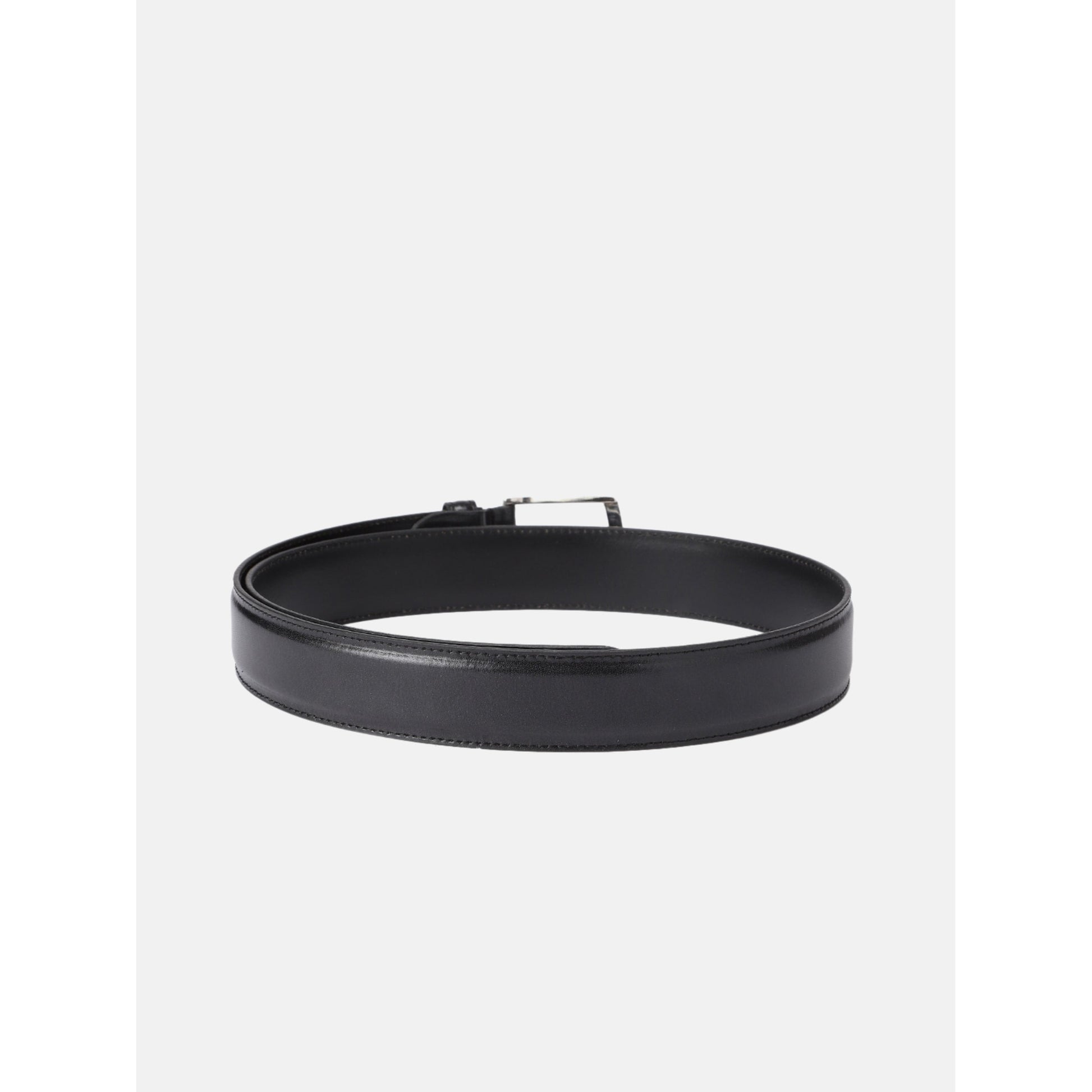 Unisex Genuine Leather Black Waist Accessory Durable Metal Buckle Formal Casual Wear