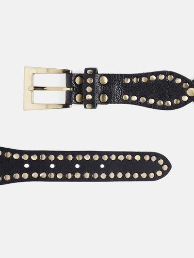 Premium Black Leather Studded Belt for Men & Women