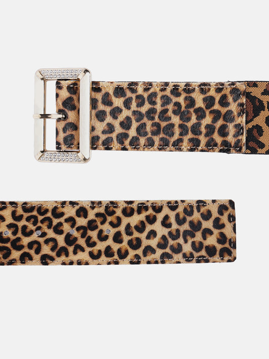 Premium Leopard Print Women’s Belt | Animal Print with Crystal Buckle