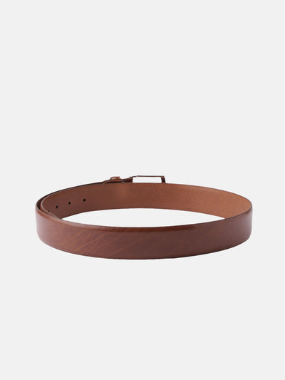 Unisex Genuine Leather Brown Waist Accessory Durable Metal Buckle Formal Casual Wear