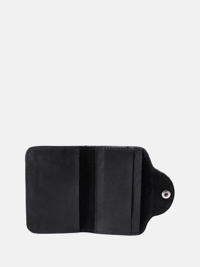 Celtic Genuine Leather Snap Closure Card Holder Wallet – Black