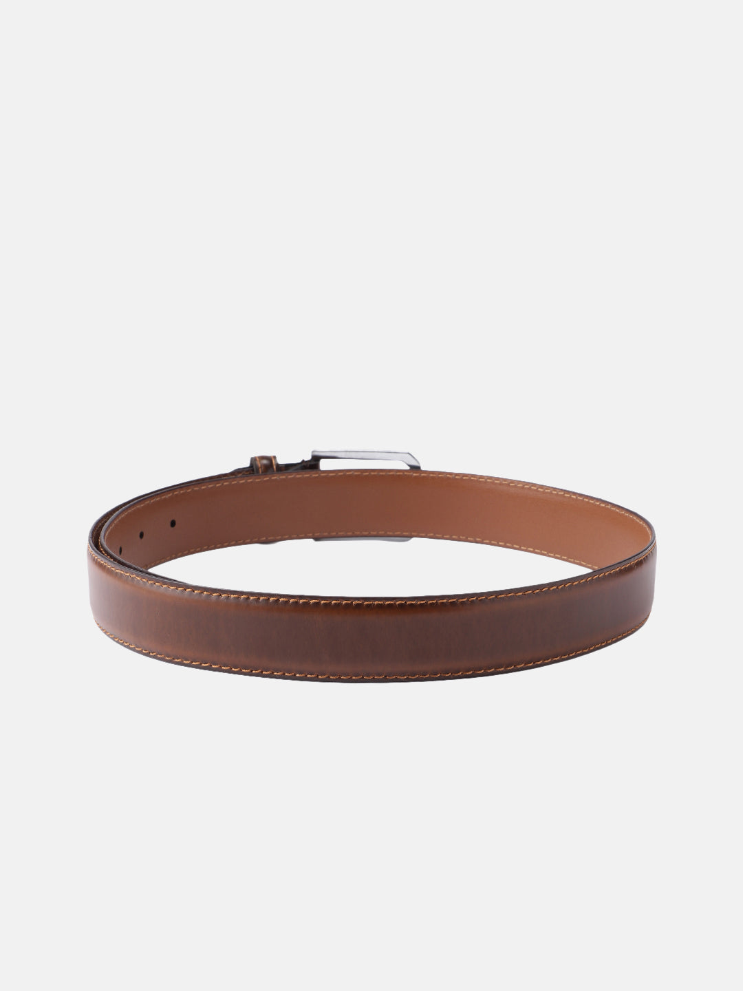 Unisex Classic Black Leather Formal Belt With Silver Buckle For Office Daily Wear