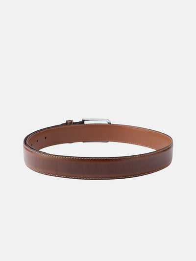 Unisex Classic Black Leather Formal Belt With Silver Buckle For Office Daily Wear