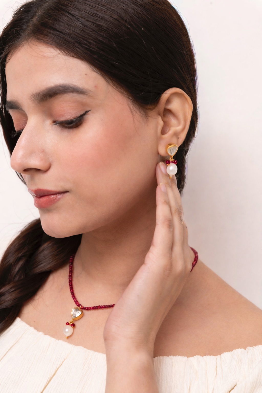 Gold Plated Rose Quartz Silver Jewellery Set