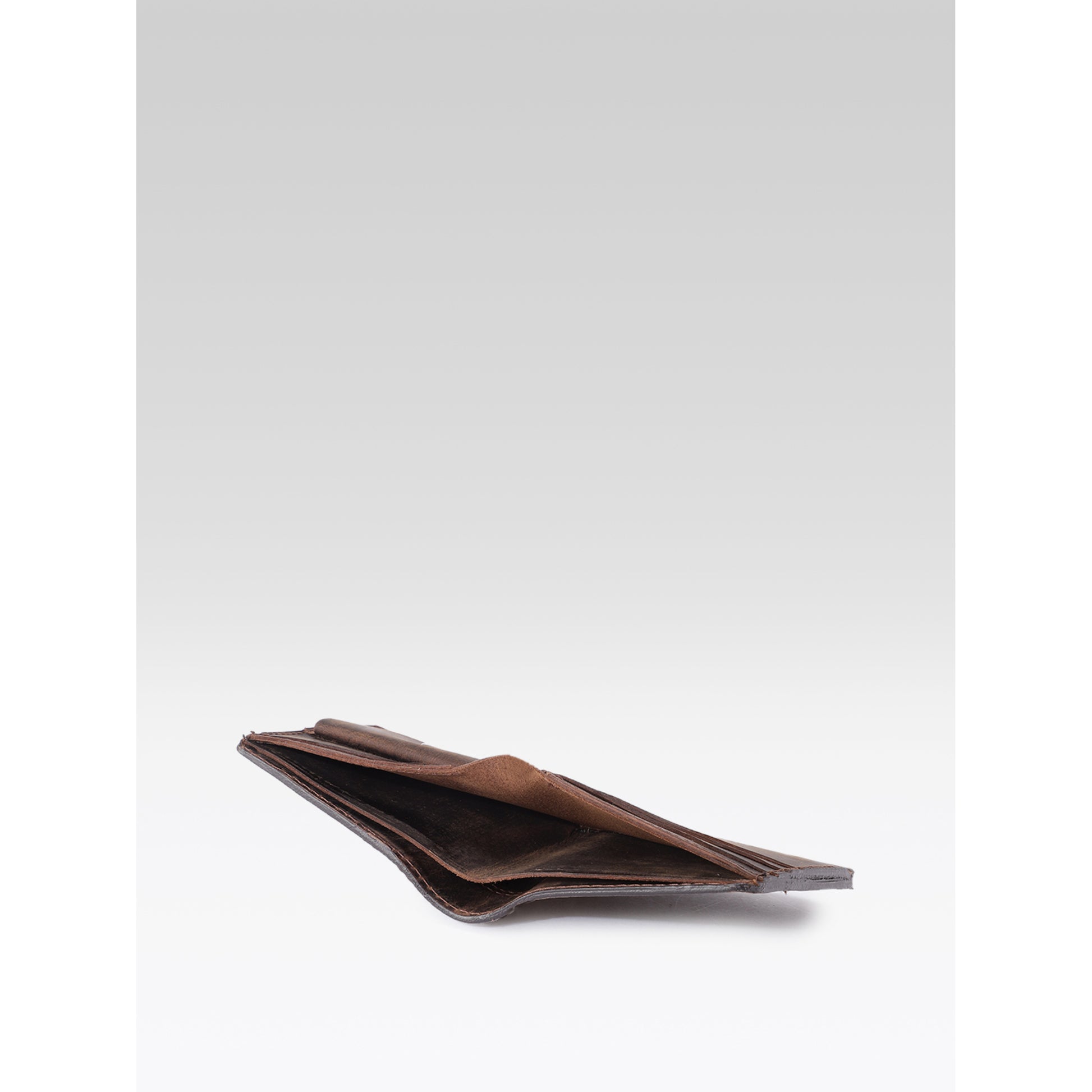 Genuine Vintage Brown Leather Bi-Fold Wallet with Coin Pocket