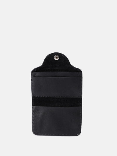 Celtic Genuine Leather Snap Closure Card Holder Wallet – Black