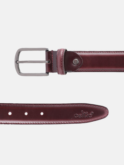 Unisex Classic Black Leather Formal Belt With Silver Buckle For Office Daily Wear