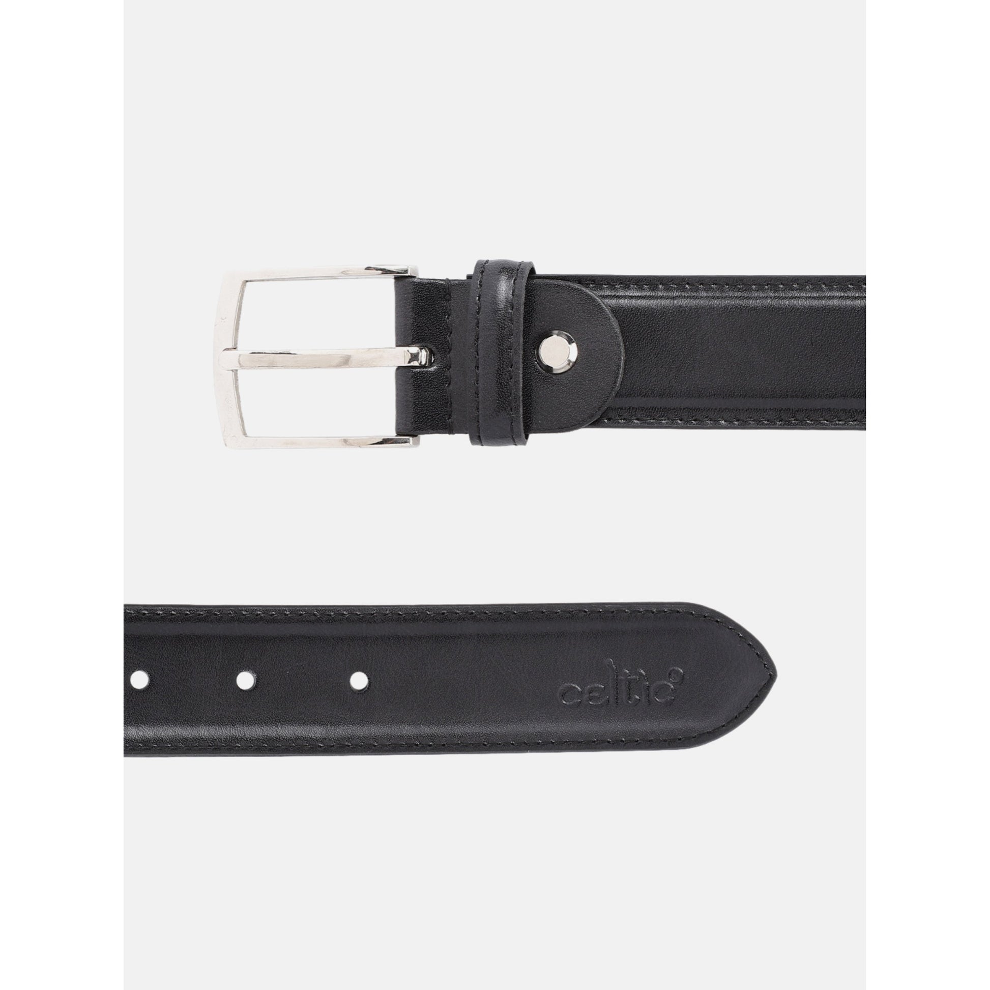 Unisex Genuine Leather Black Waist Accessory Durable Metal Buckle Formal Casual Wear