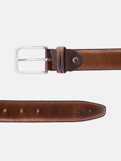 Unisex Classic Black Leather Formal Belt With Silver Buckle For Office Daily Wear