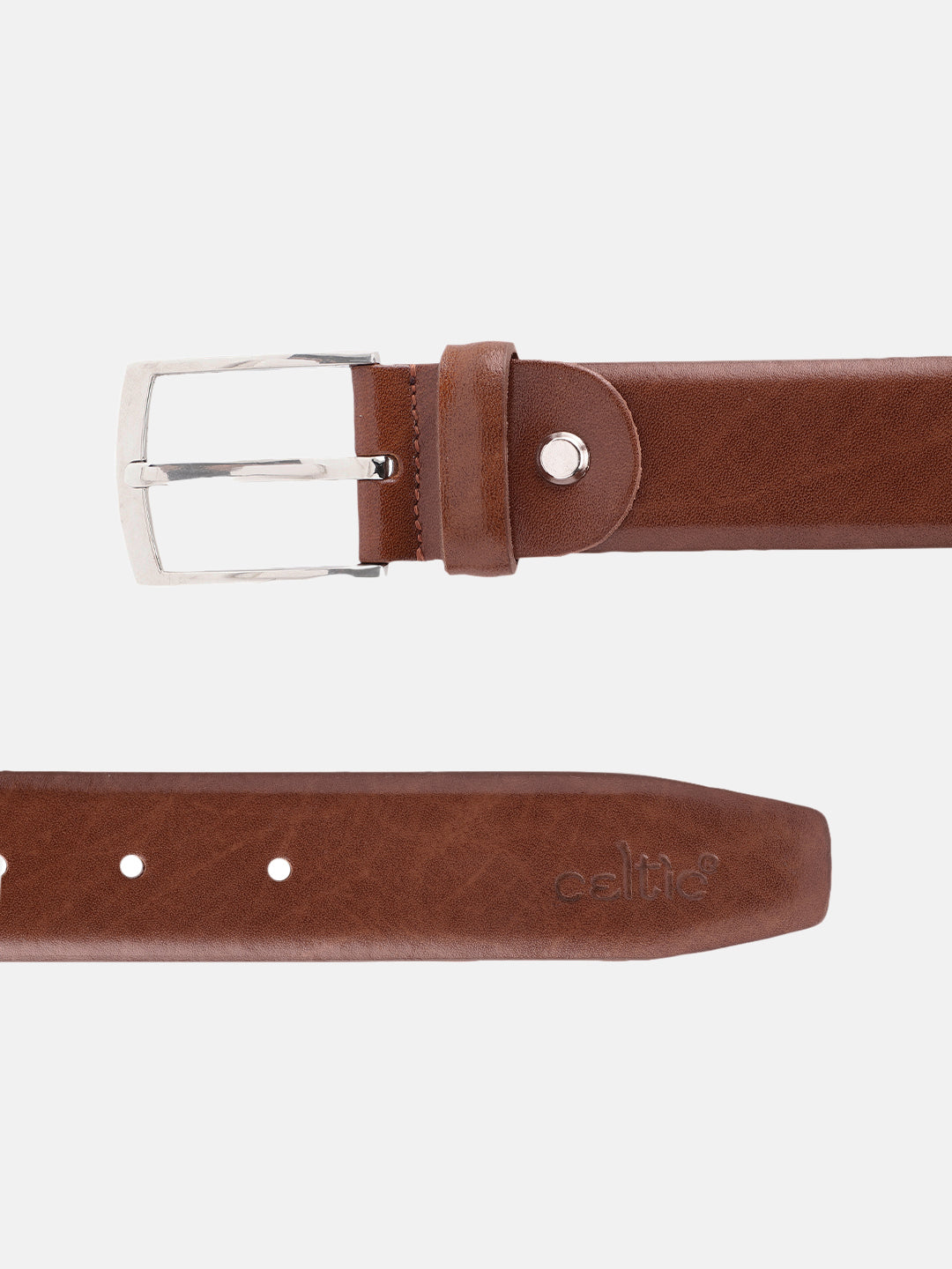 Unisex Genuine Leather Brown Waist Accessory Durable Metal Buckle Formal Casual Wear