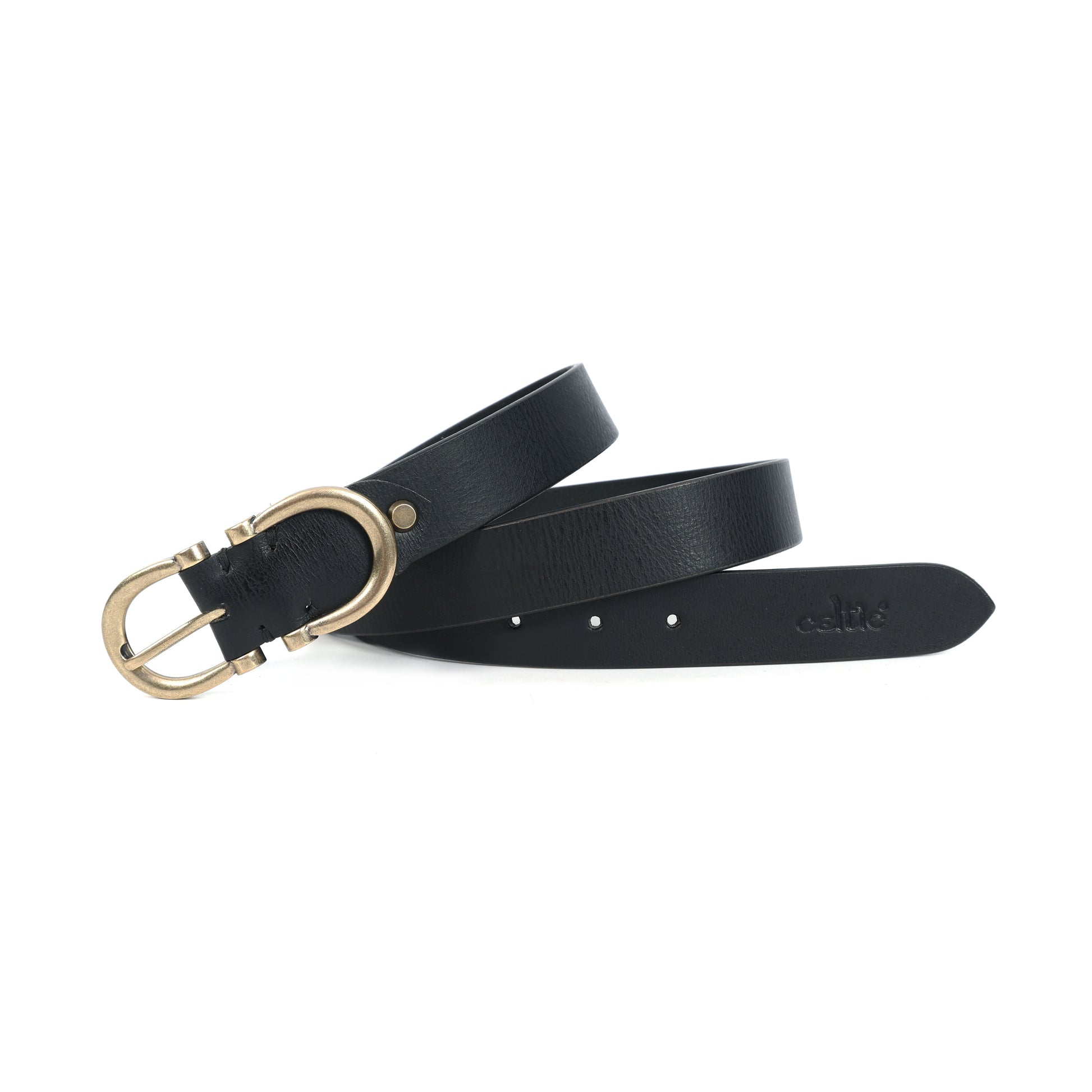 Women Premium Brown Leather Belt With Antique Brass Buckle For Casual Formal Wear