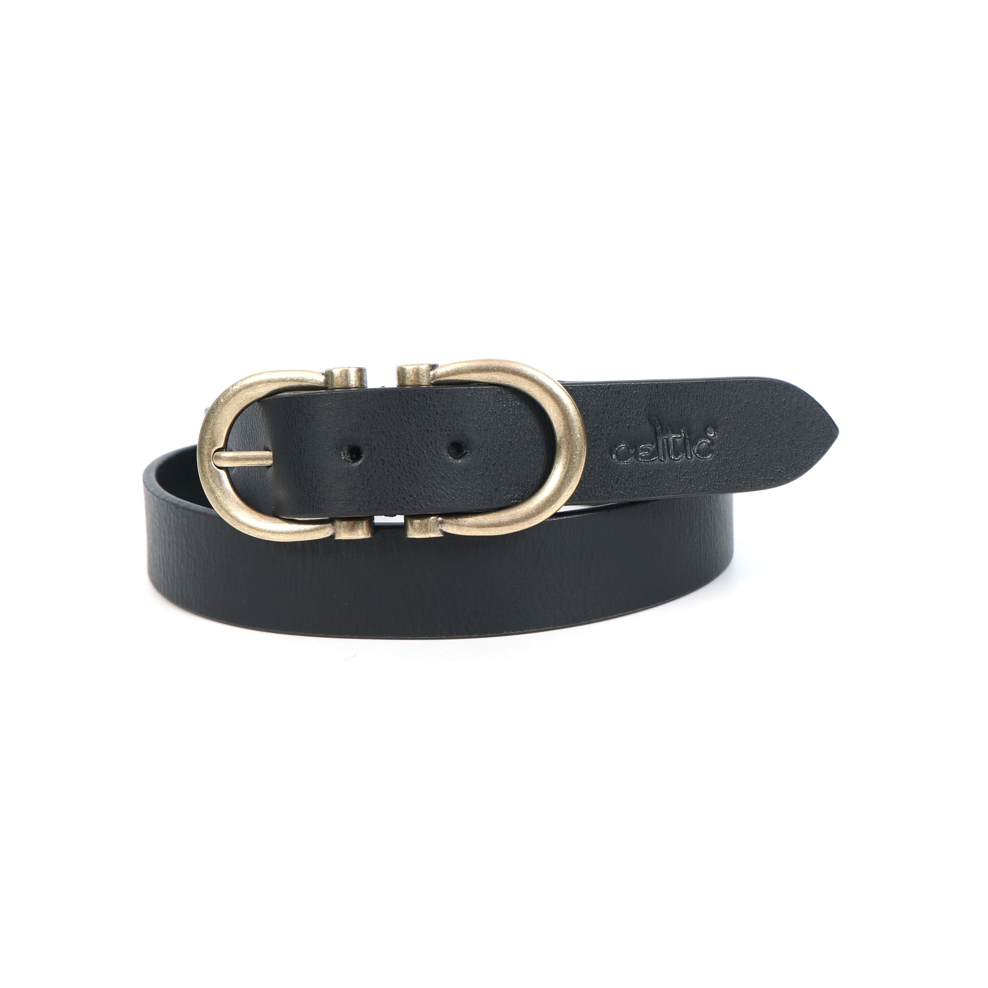 Women Premium Brown Leather Belt With Antique Brass Buckle For Casual Formal Wear