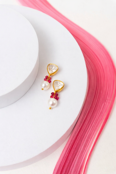 Gold Plated Rose Quartz Silver Jewellery Set