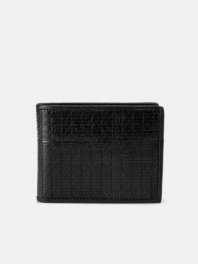 Celtic Genuine Leather Bi-Fold Wallet with Coin Pocket Black