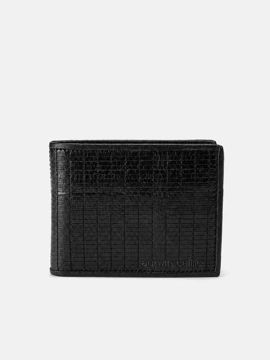 Celtic Genuine Leather Bi-Fold Wallet with Coin Pocket Black