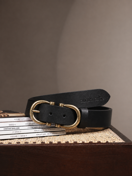 Premium Genuine Leather Belt & Wallet Combo – Black Gift Set