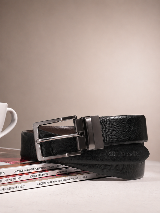 Premium Genuine Leather Belt & Wallet Combo – Classic Black