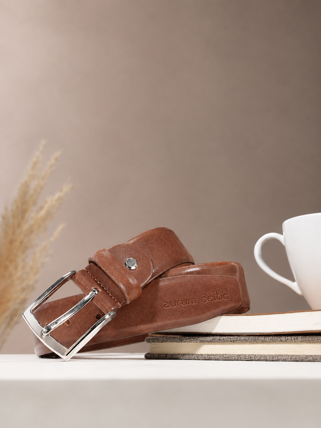 Unisex Genuine Leather Brown Waist Accessory Durable Metal Buckle Formal Casual Wear