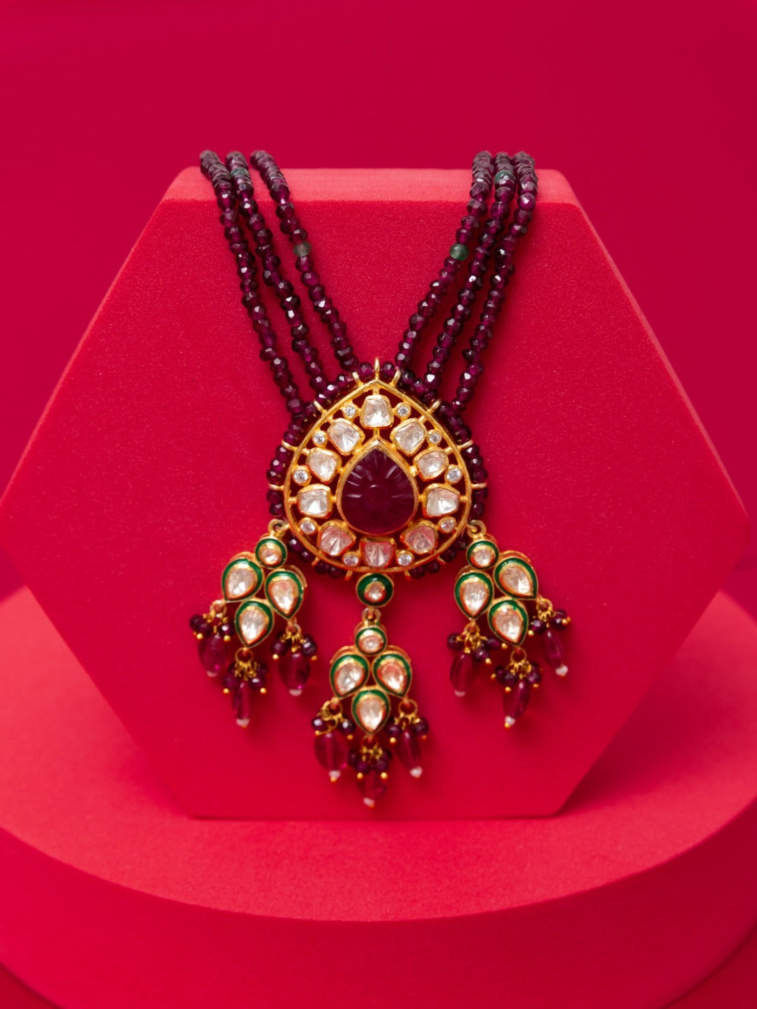 Garnet Radiance Gold Plated  Jewellery Set