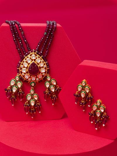 Garnet Radiance Gold Plated  Jewellery Set