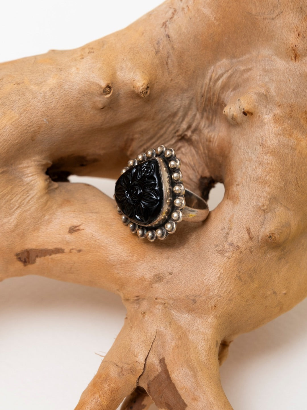 Healing Crystal Black Hydro Silver Ring