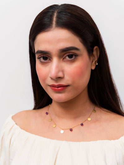 Arrabela Amethyst Small Coin Necklace
