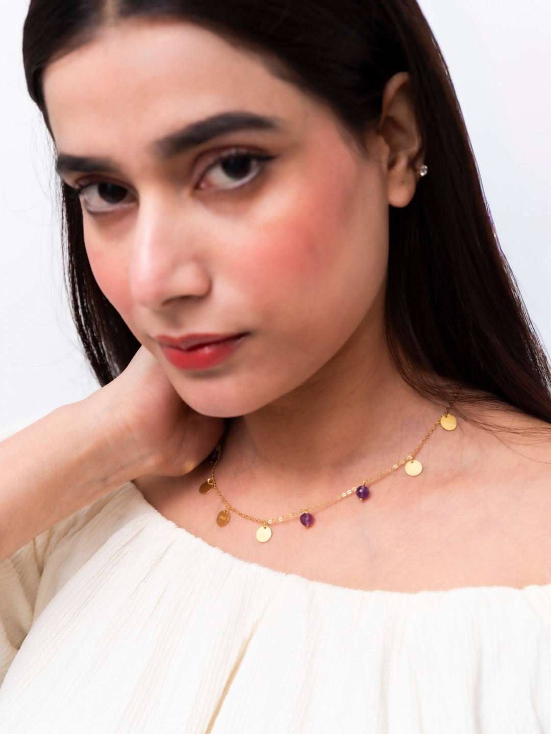 Arrabela Amethyst Small Coin Necklace