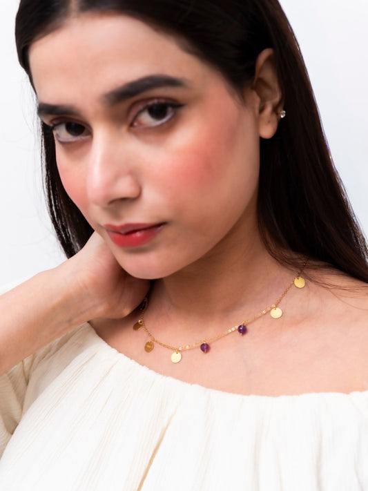 Arrabela Amethyst Small Coin Necklace